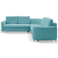 ECKSOFA VELA R-S Grün Velours-Stoff mit Schlaffunktion - Grün, Holz (251/251cm) - MASSENO