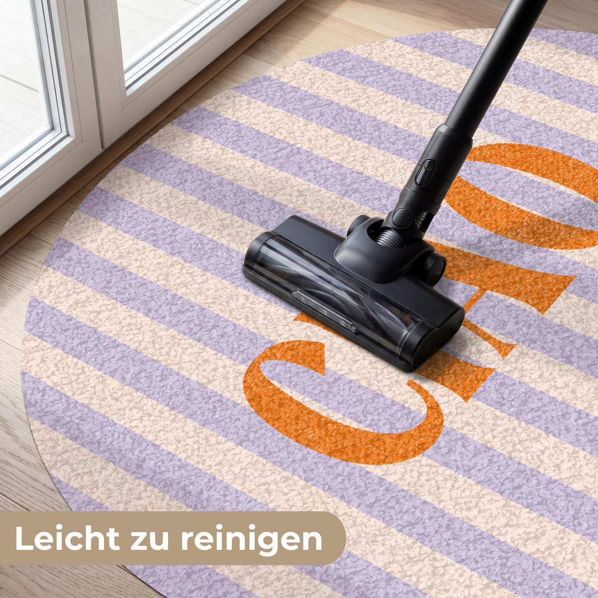 FUSSMATTE Ciao - Zitat - Pastell - Streifen Schmutzfangmatte 120x120 cm - Flieder, Kunststoff (120/120cm) - MuchoWow