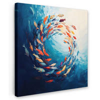 LEINWANDBILD Meer - Fische - Bunt - Dynamisch 20x20 cm - Hellblau, Textil (20/20cm) - MuchoWow