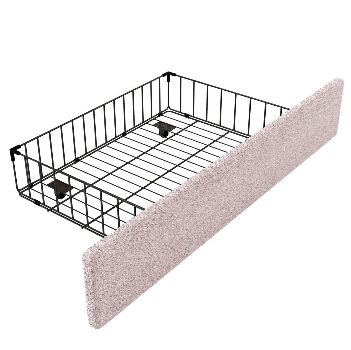 BETT 90/200 cm Rosa aus Plüsch und MDF mit 2 Schubladen - Rosa, Textil (90/200cm) - OKMYHOME