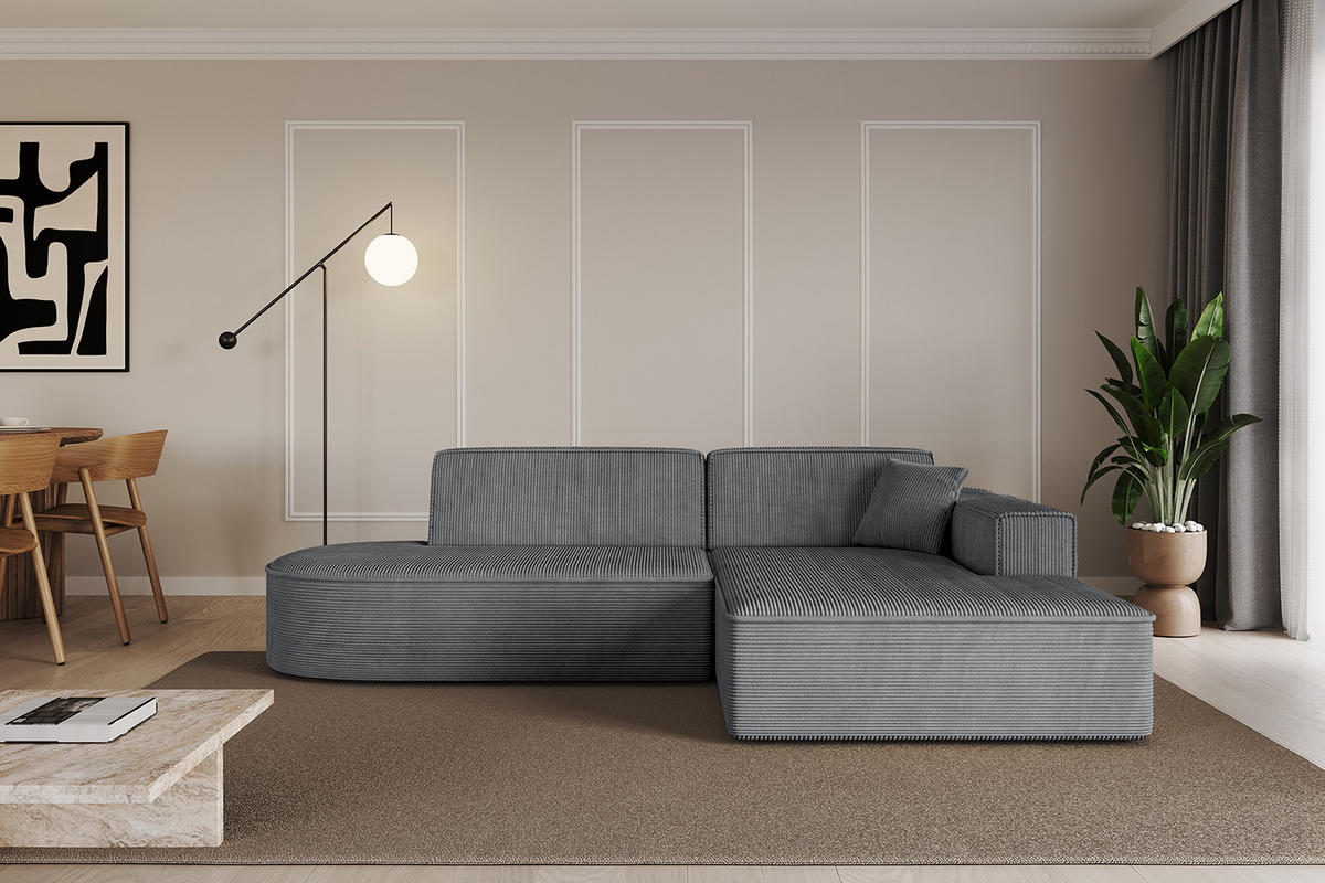 ECKSOFA Ottomane Rechts IREA-L1-v4 - 234x171x79 cm Duneklgrau - Dunkelgrau, Holzwerkstoff/Textil (171/234cm) - ALTDECOR