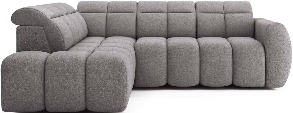 ECKSOFA mit elektrischem Sitzvorschub, Bettkasten und verstellbare Kopflehnen - Dunkelgrau, Naturmaterialien/Textil (258/208cm) - Eltap