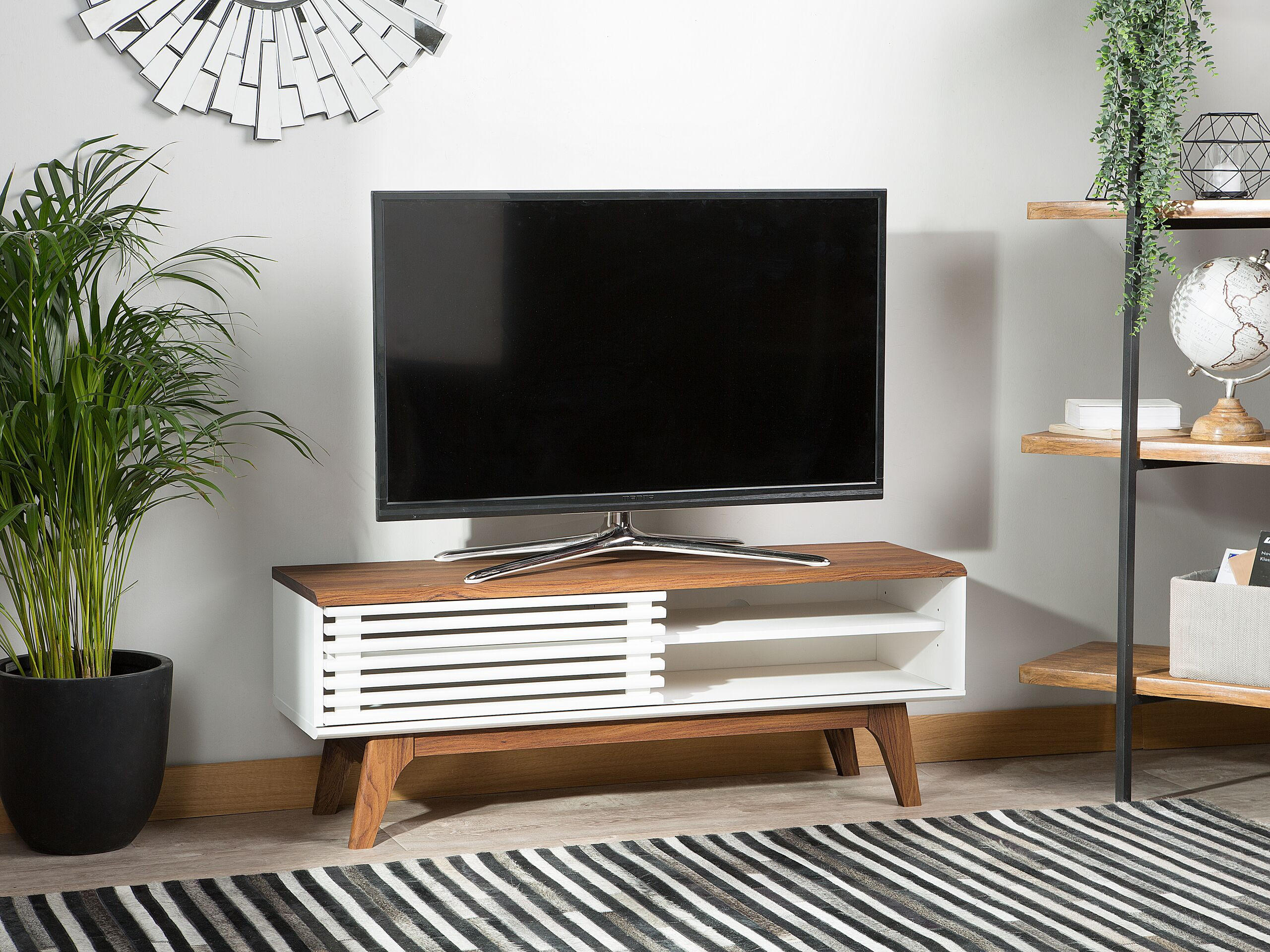 TV-MÖBEL Weiß, DunkelbraunTOLEDO 35/117/44 cm - Weiß, Holzwerkstoff (117/44/35cm) - Beliani