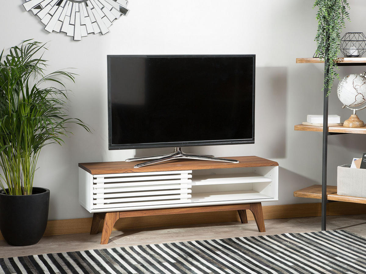 TV-MÖBEL Weiß, DunkelbraunTOLEDO 35/117/44 cm - Weiß, Holzwerkstoff (117/44/35cm) - Beliani