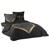 BETTWÄSCHE Crazy Love 200/200 cm - Schwarz, Naturmaterialen (200/200cm) - Douceur d´intérieur