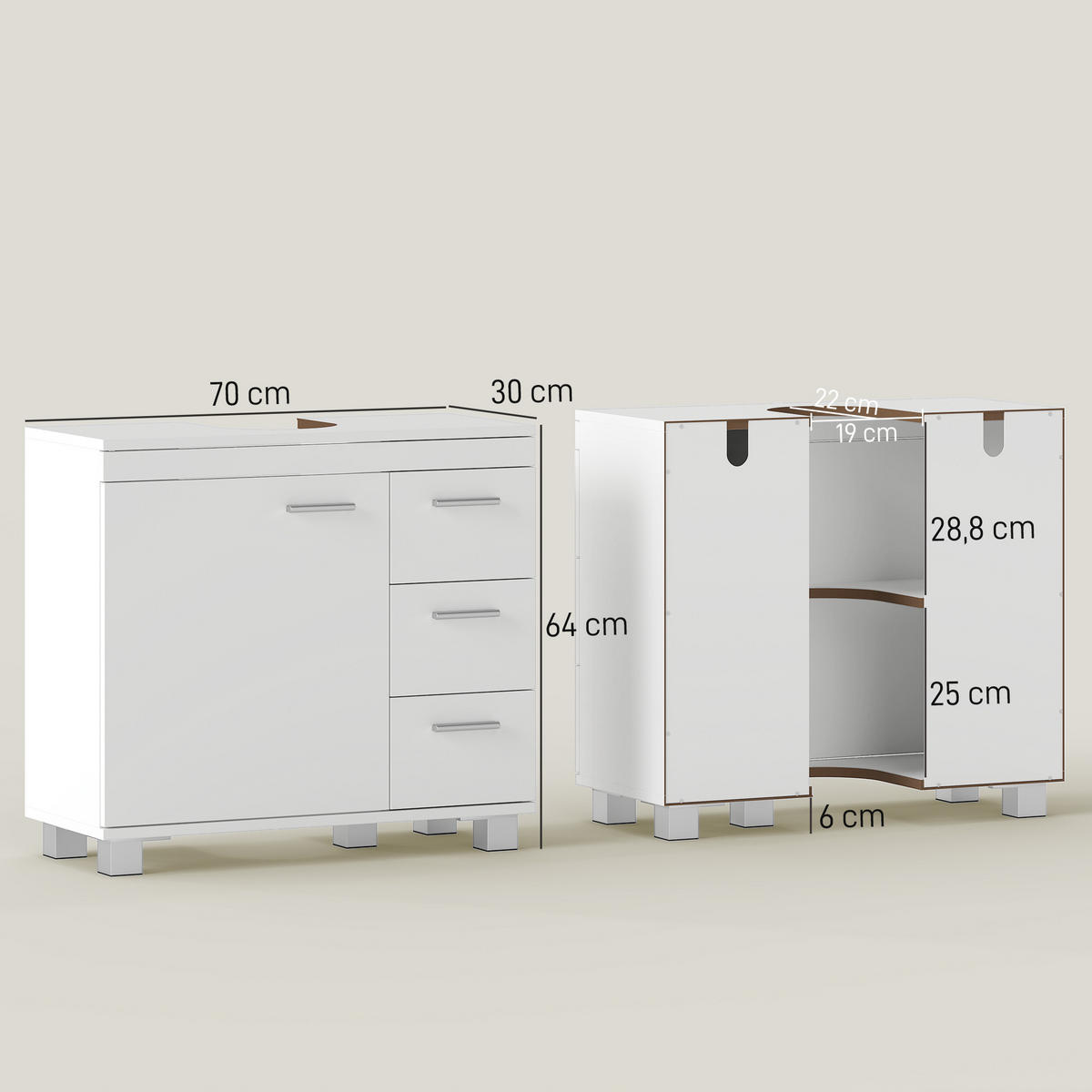 HÄNGESCHRANK Weiß 1 Stück - Weiß, Kunststoff (70/64/30cm) - GiPP