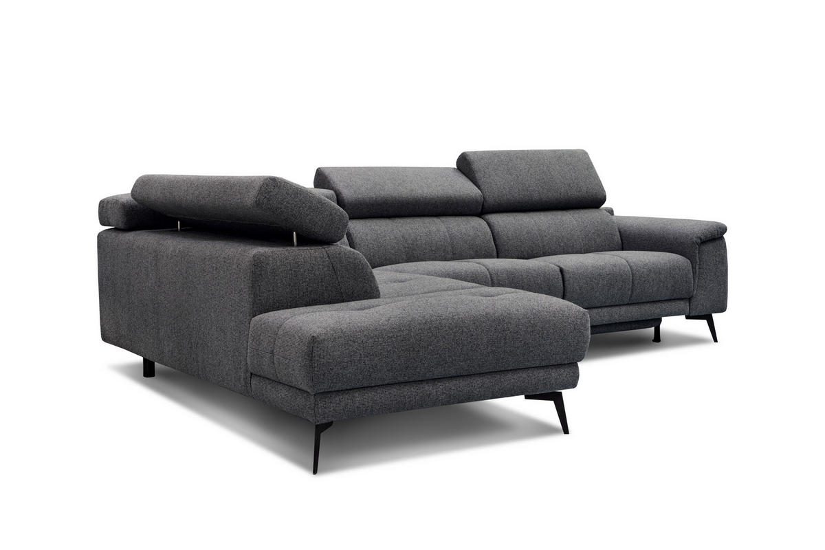 ECKSOFA FIERO 5-Sitzer mit 1 Relaxfunktion, dunkelgrau - Dunkelgrau, Holzwerkstoff/Textil (228/290cm) - Courtois Laville