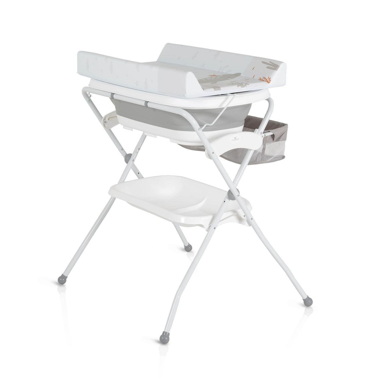 BABYWANNE Wickeltisch Como 2 in 1 grau faltbar, Wickelauflage, Zubehörfach - Grau, Kunststoff (85/72cm) - Cangaroo