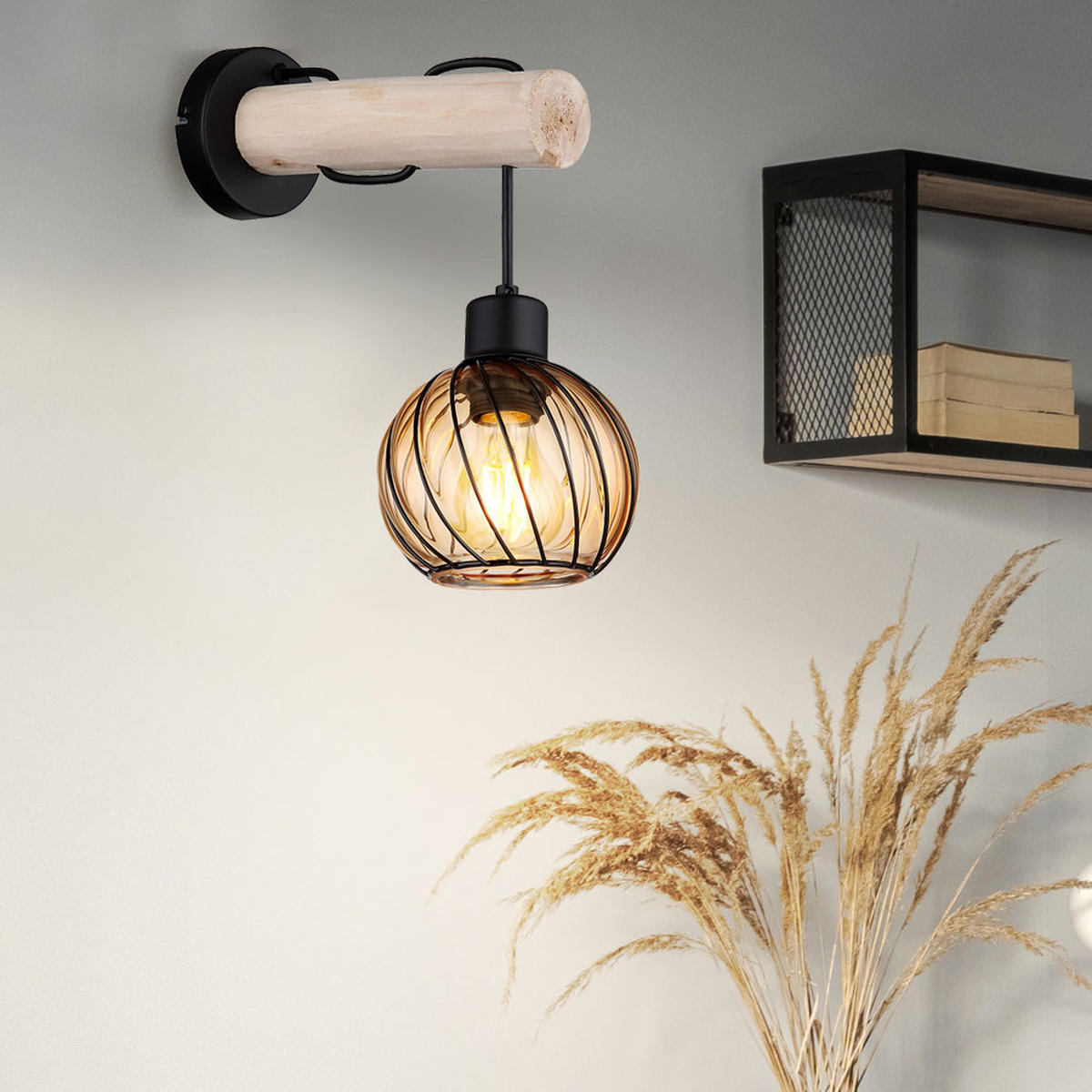 LED WANDLEUCHTE Holzoptik Braun - Braun, Holz (13/30/27cm) - Globo Lighting