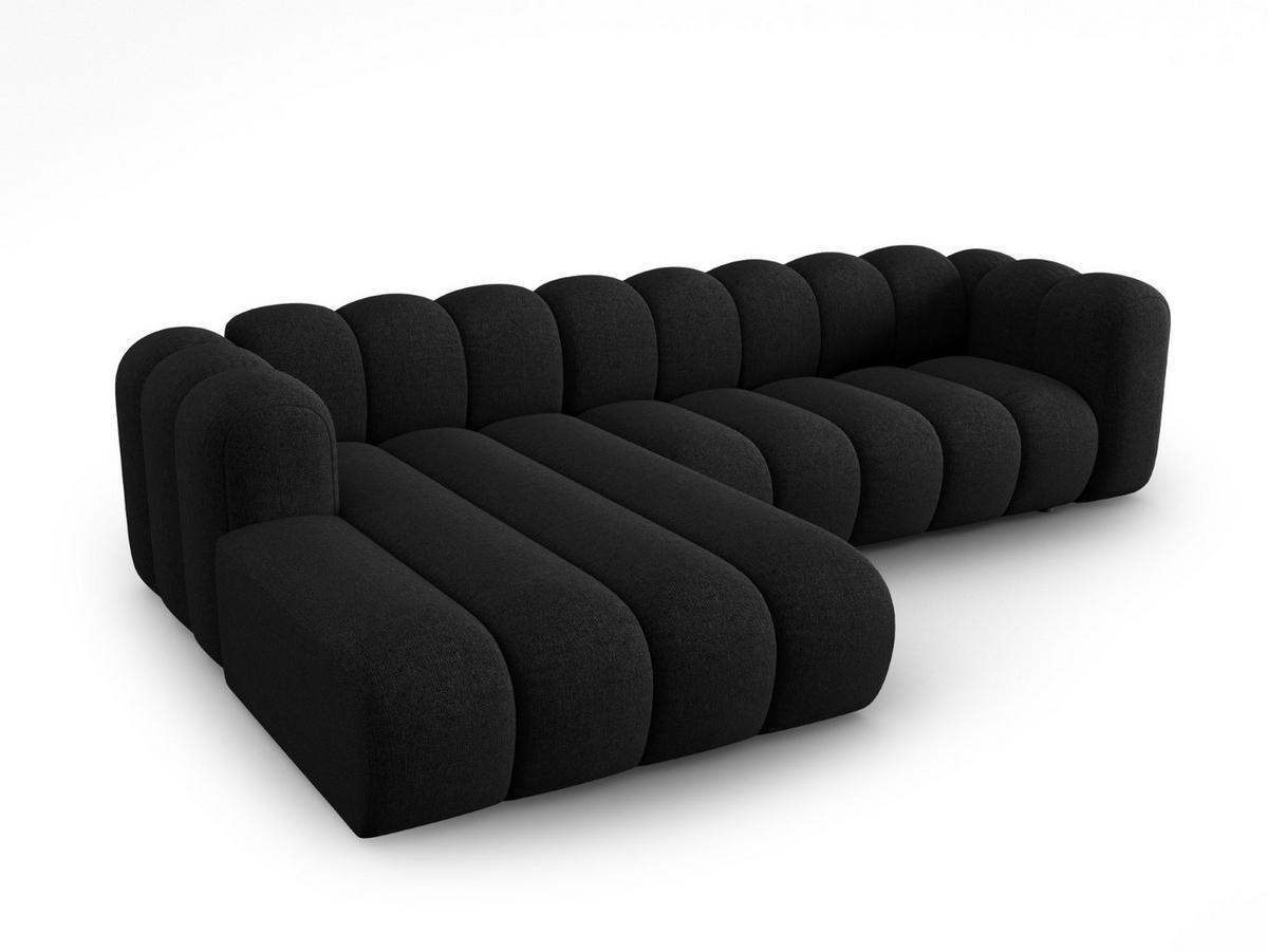 ECKSOFA modular links Lupine aus Chenille-Stoff schwarz 4 Sitzplätze - Schwarz, Textil (177/290cm) - Micadoni