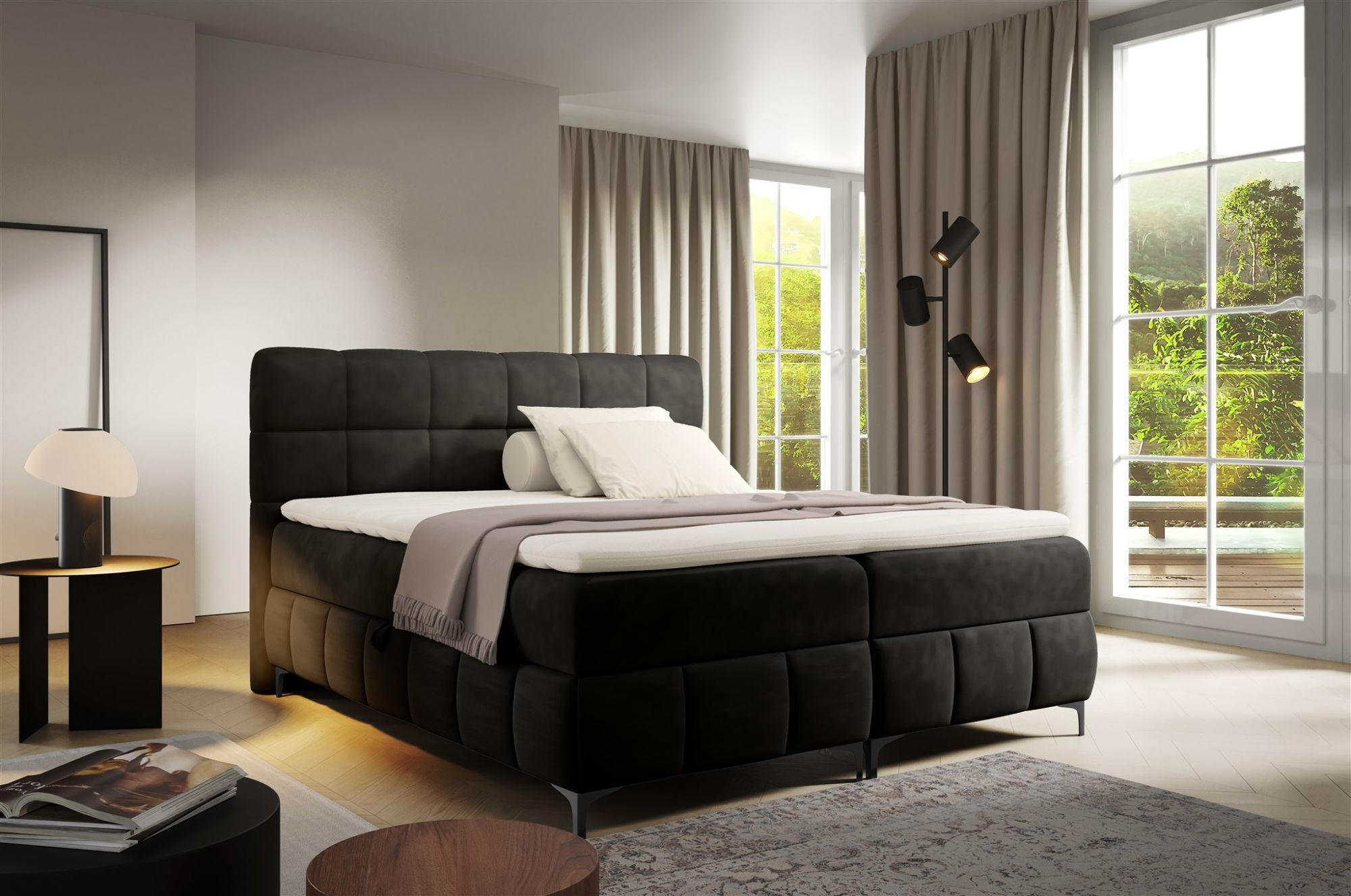 BOXBETT Sophie In Salvador - Schwarz, Holzwerkstoff/Textil (100/200cm) - Fun Möbel