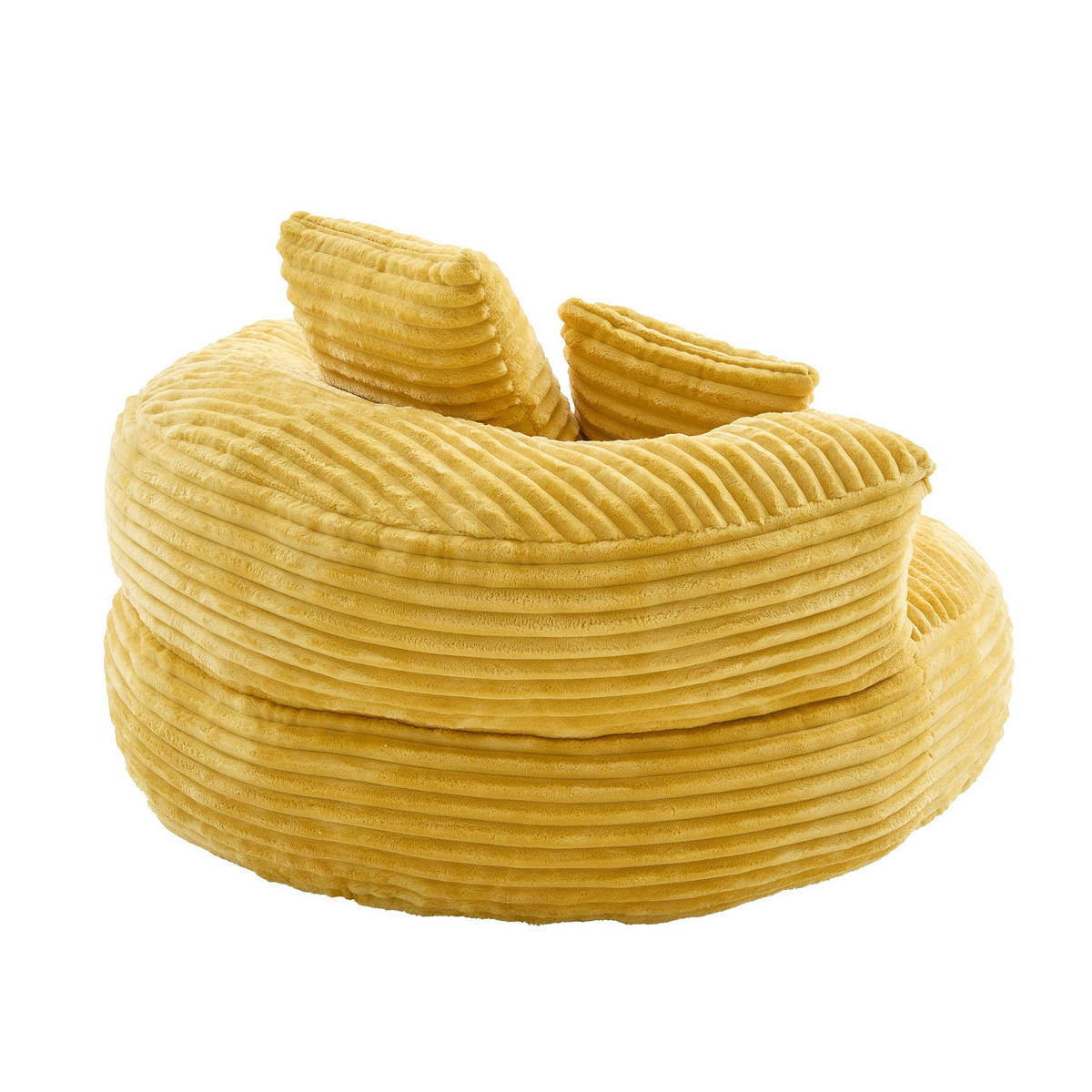 SITZSACK Cord,Sofa mit 3 extra Kopfkissen,Gelb - Gelb, Textil (108/52/108cm) - LVHOM