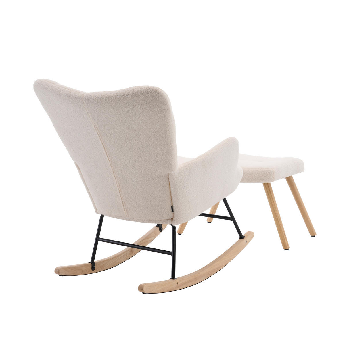 SCHAUKELSTUHL wohnzimmer mit hocker und verdicktem Sitzkissen ,Bodenschutzleiste, beige - Beige, Holzwerkstoff/Textil (68/91/88cm) - STILVORA