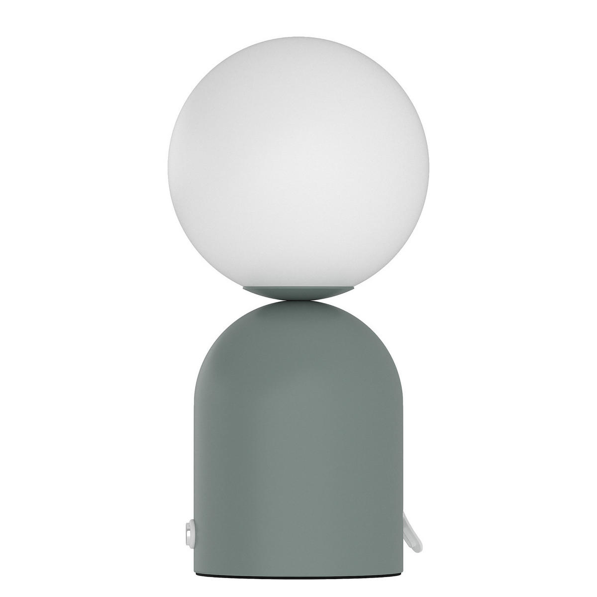 AKKU-TISCHLEUCHTE - Opalglas / Eisen - Weiß / Salbei - Weiß/Grün, Glas/Metall (10/10/21cm) - home24