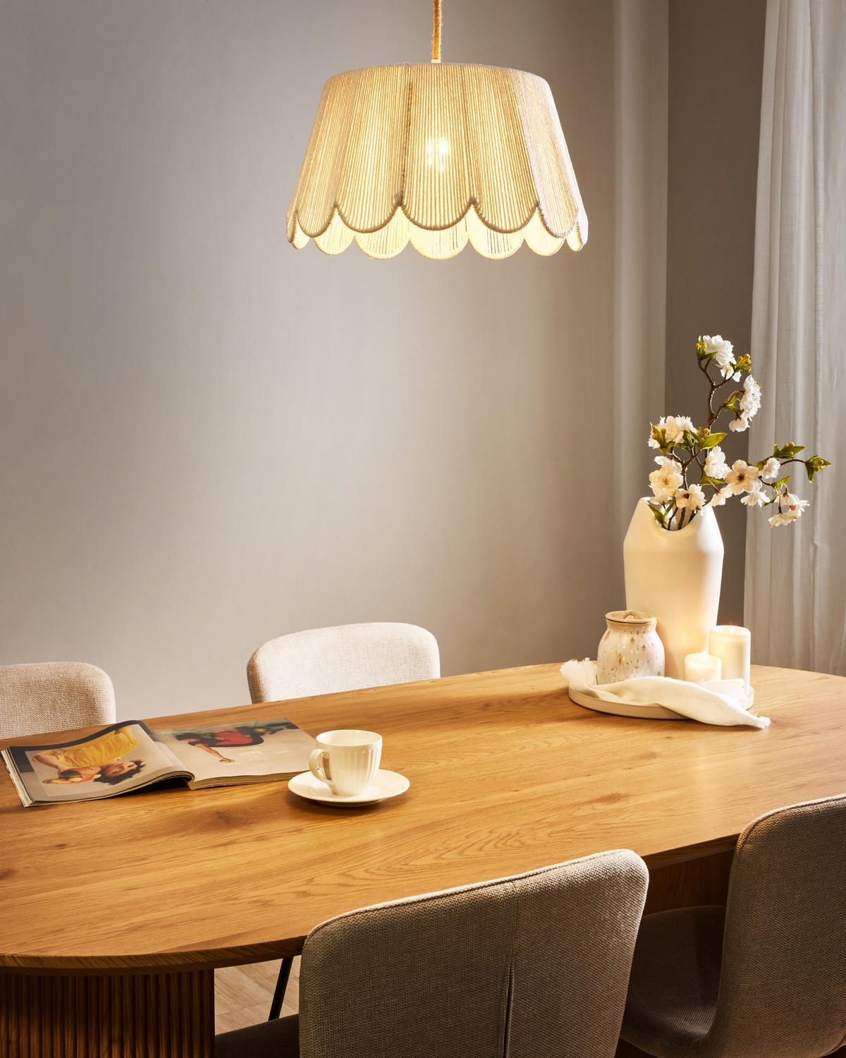HÄNGELEUCHTE Beige Sebakwe - Beige, Papier (40/40/178cm) - Beliani