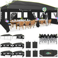 FALTPAVILLON 3x6m mit Seitenwänden Schwarz Textil - Schwarz, Textil (300/298/600cm)