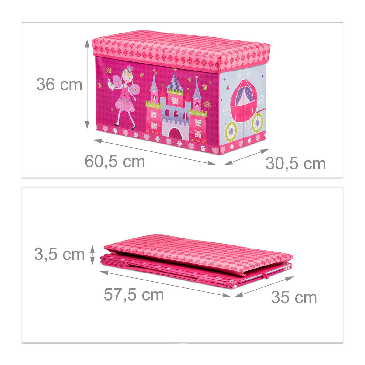 SITZBOX - Pink, Holzwerkstoff/Textil (60.5/36/30.5cm) - Relaxdays