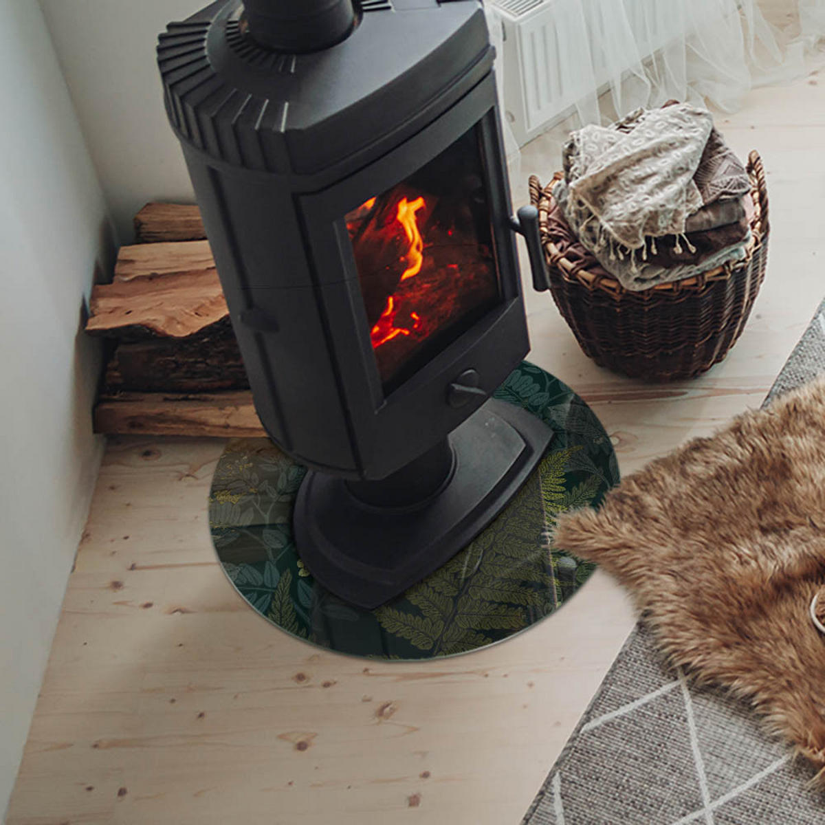 GLASPLATTE für Kamin Ø 50 cm Grün - Grün, Glas (50/50/0.4cm) - ArtPrintCave