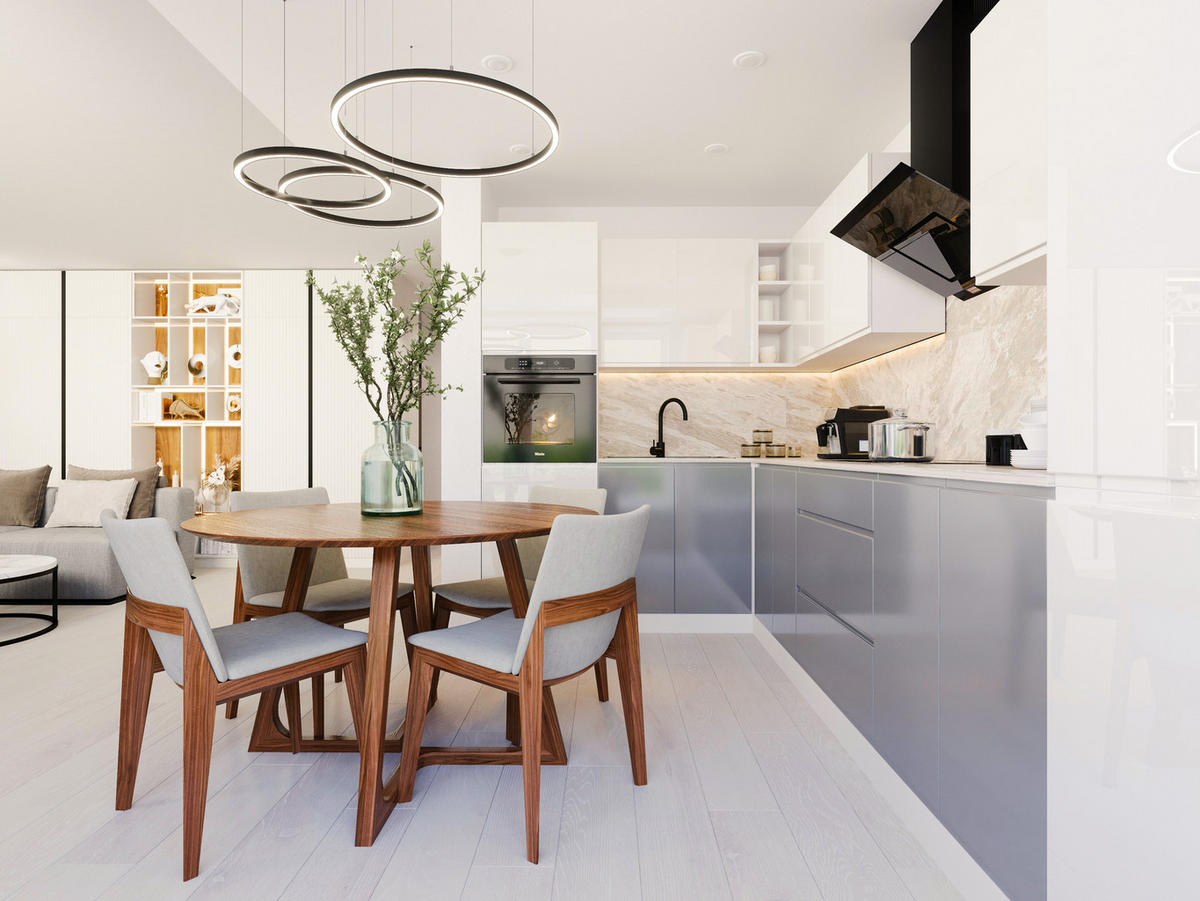 ECKKÜCHE 300x140 cm Glanzia – KU-S08 – Weiß / Grau – Hochglanz - Weiß Hochglanz/Grau, Holzwerkstoff (300/212/140cm) - hi-markt