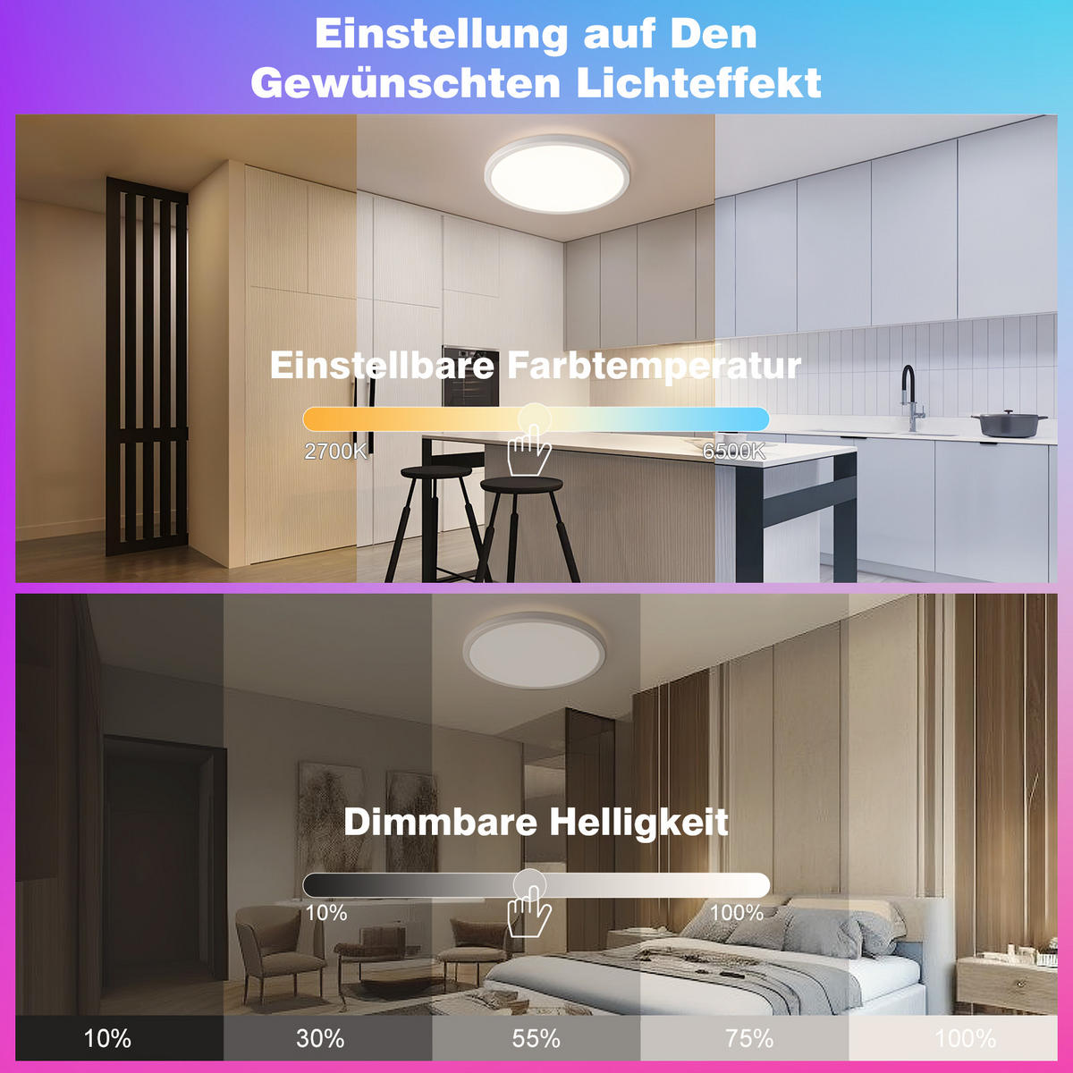 DECKENLEUCHTE CE1133 Ultradünn LED CCT RGB - Weiß, Kunststoff (30.5/33/3cm) - LOVHAUS