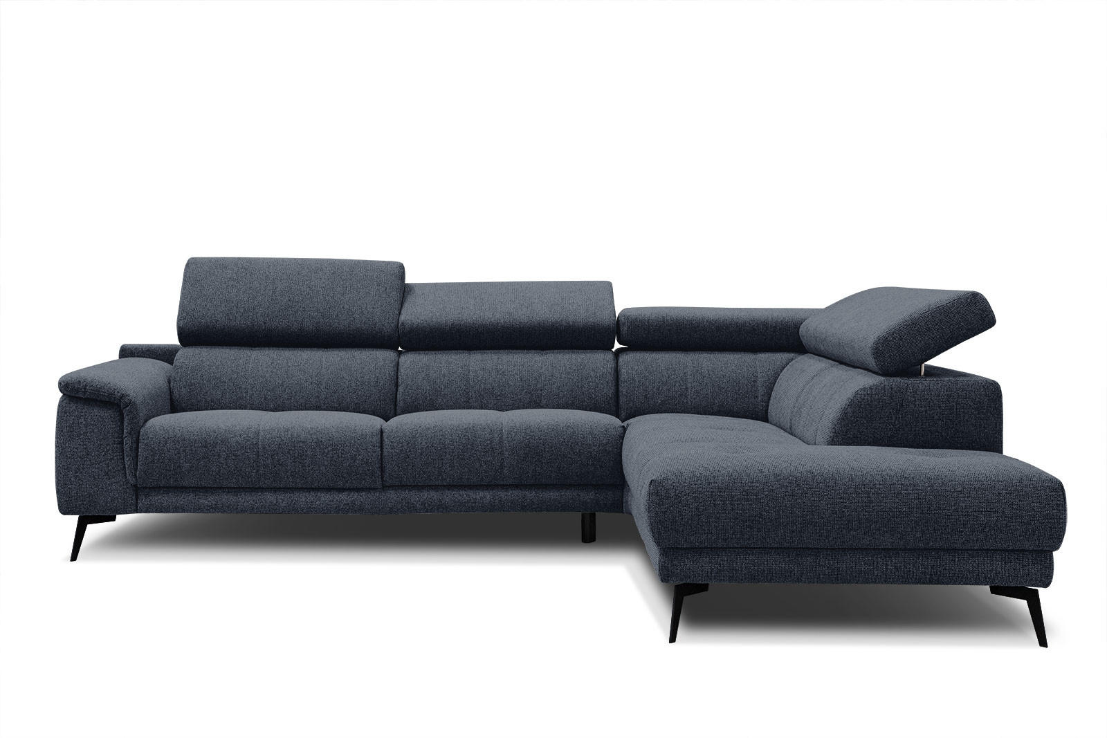 ECKSOFA FIERO 5-Sitzer, dunkelblau - Schwarz/Dunkelblau, Holzwerkstoff/Textil (290/228cm) - Courtois Laville