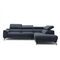 ECKSOFA FIERO 5-Sitzer, dunkelblau - Schwarz/Dunkelblau, Holzwerkstoff/Textil (290/228cm) - Courtois Laville