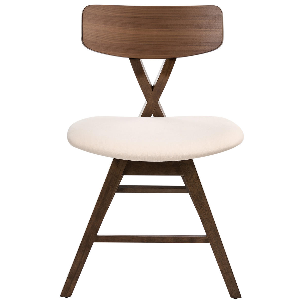 ESSZIMMERSTUHL 2er-Set Holz Braun/Cremeweiß Leland - Weiß, Holz (52/78/57cm) - Beliani