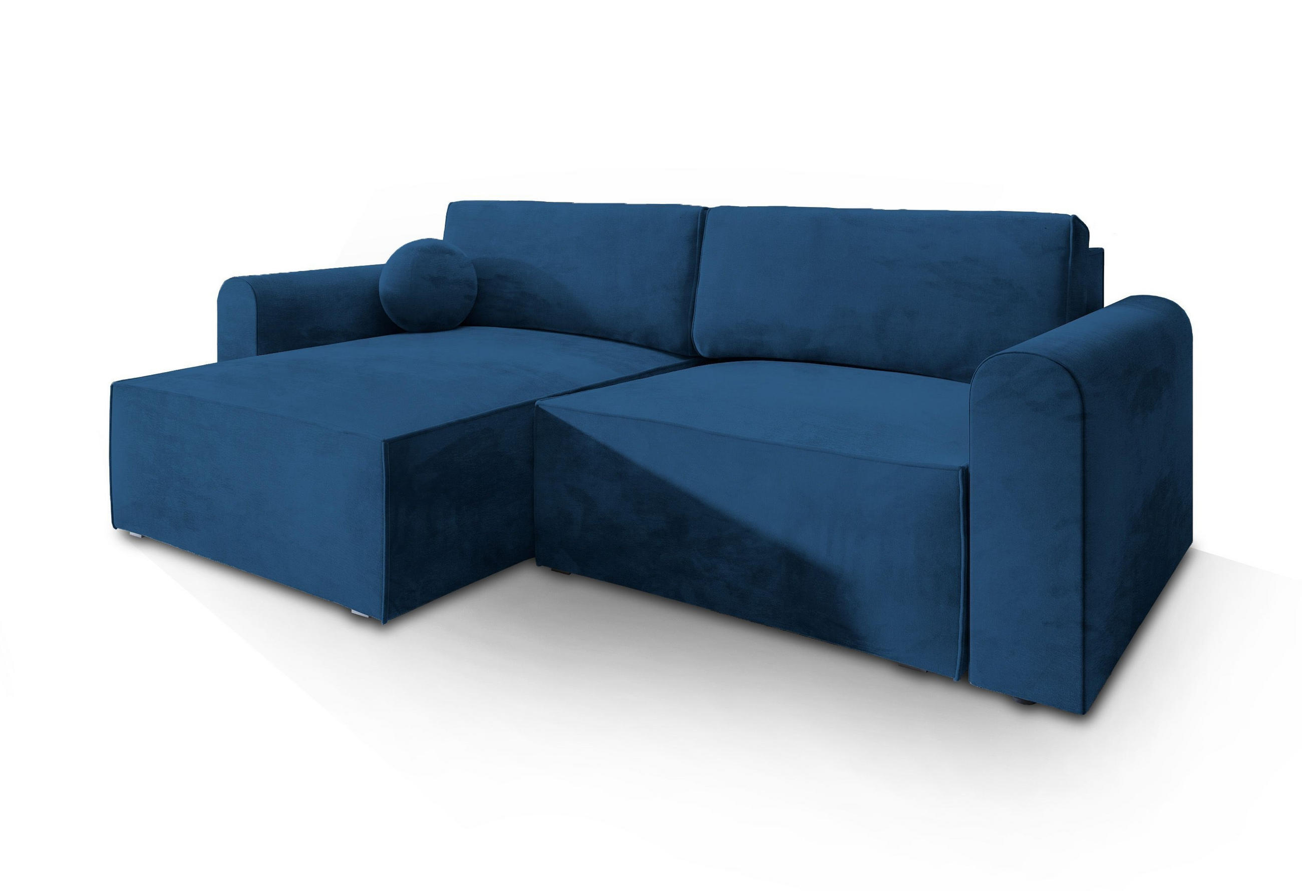 ROHOVÁ SEDAČKA FIANO modrá - šedá/modrá, dřevo/textil (245/148cm) - MASSENO