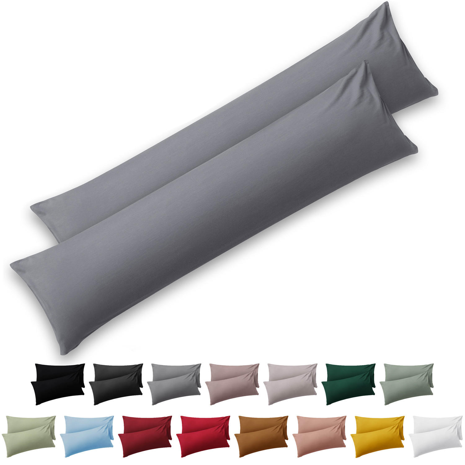 KISSENBEZUG Ellen 45/185 cm, 2er-Set, Grau - Grau, Textil (185/45cm) - Blumtal