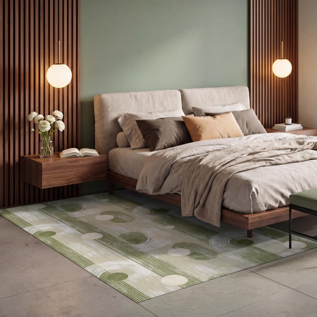 KOBERCE - Umelecké - Moderné - Zelené - 150x230 cm - olivovozelená, textil/plast (150/0.4cm) - OnlyWow