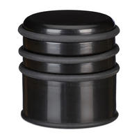 DÖRRSTOPP Svart plast 3 gummiringar 8x7 cm - Svart, Plast (7/7cm) - Relaxdays