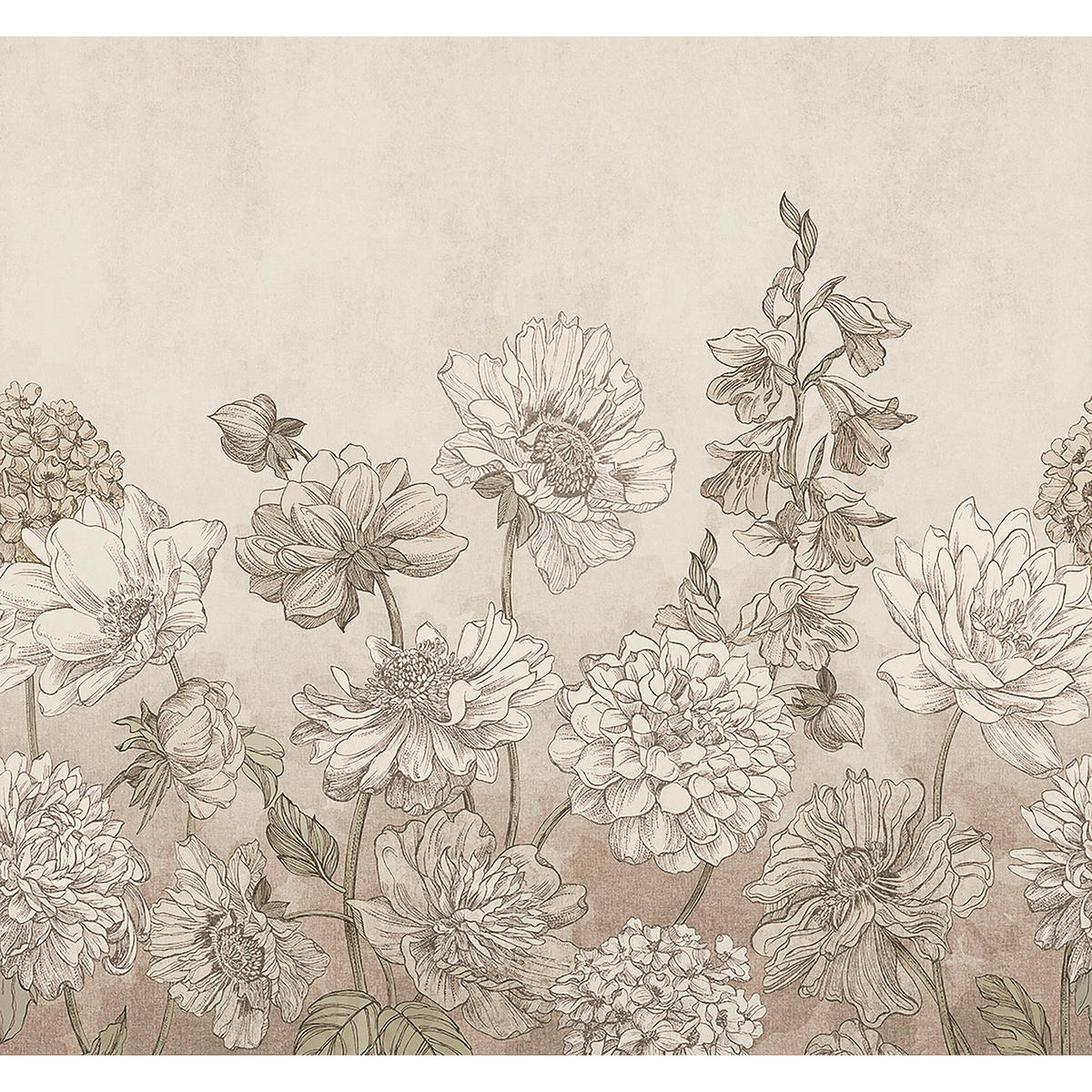 FOTOTAPETE Muted Floral - Beige, Papier/Kunststoff (280/0.1cm) - Art for the Home