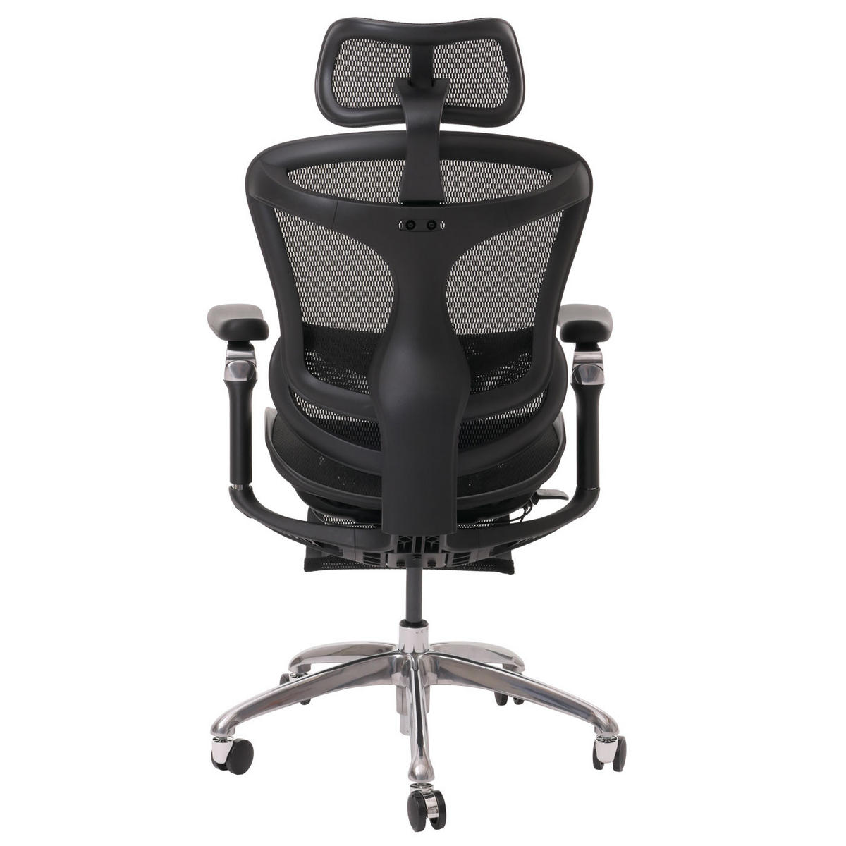 DREHSTUHL HxBxT 128x64x143cm Sitzhöhe 44cm ergonomisch Lordosenstütze Fußstütze 6D-verstellbare Armlehnen Schwarz - Schwarz, Kunststoff (64/128/143cm) - PROREGAL