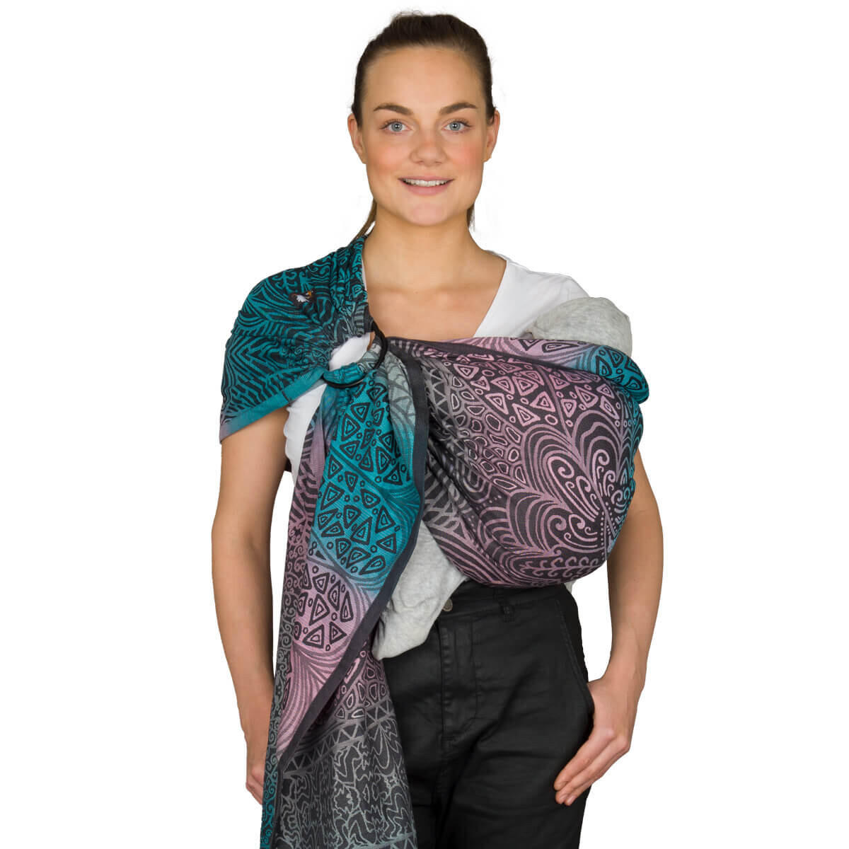 BABYTRAGETUCH Ring-Sling kbA - Blau/Anthrazit, Textil (70/0.1/200cm) - Hoppediz