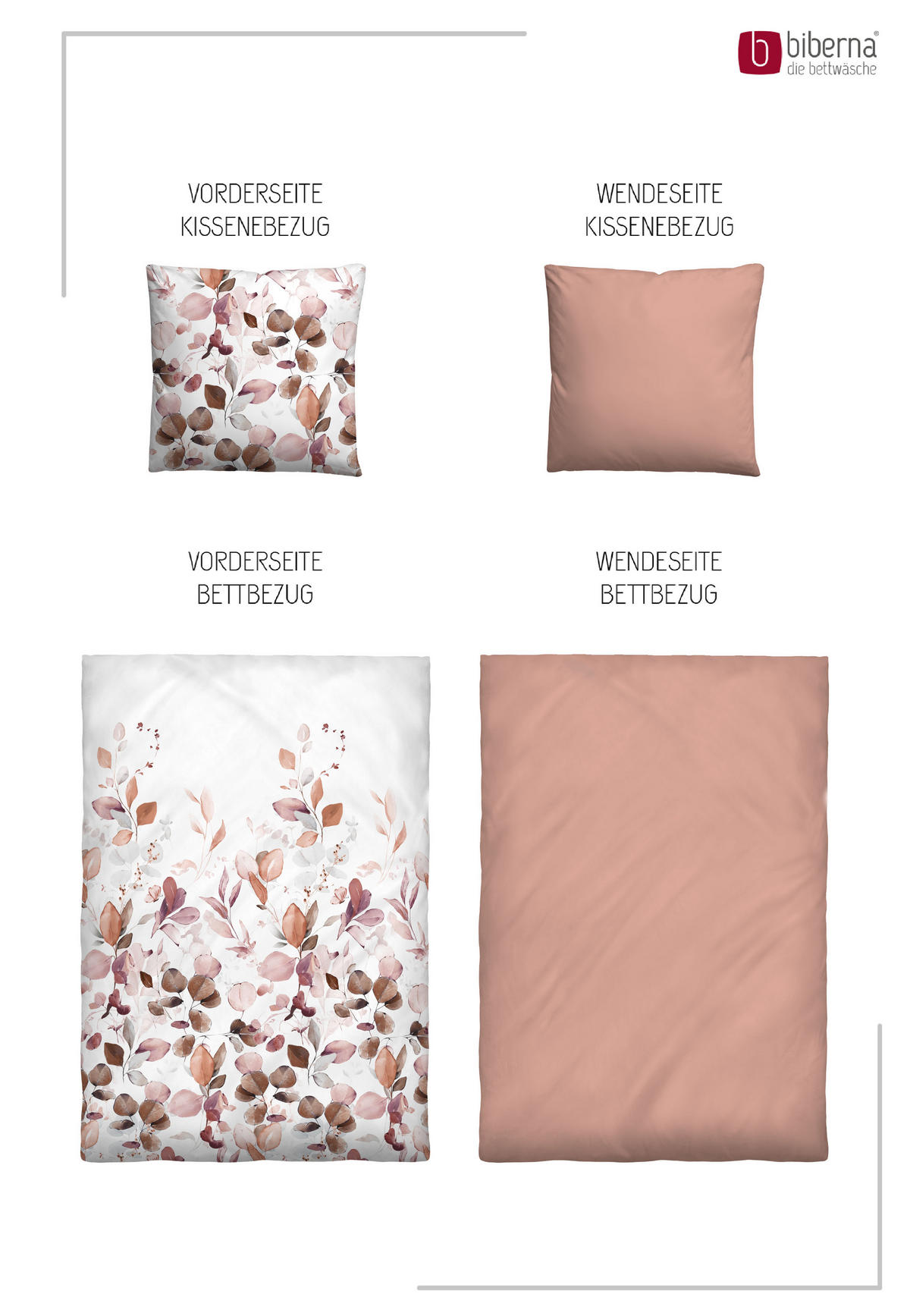 BETTWÄSCHE-GARNITUR Tencel Floral kardinal, 135x200 cm + 80x80 cm - Dunkelrot, Textil (135/200cm) - biberna