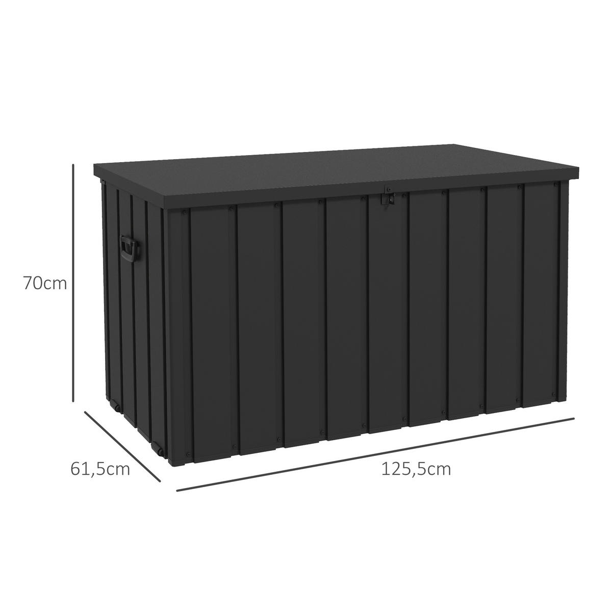 AUFBEWAHRUNGSBOX Truhe mit Rollen, Gasdruckfedern, für Garten Balkon Stahl Dunkelgrau - Grau, Kunststoff/Metall (61.5/70/125.5cm) - Outsunny