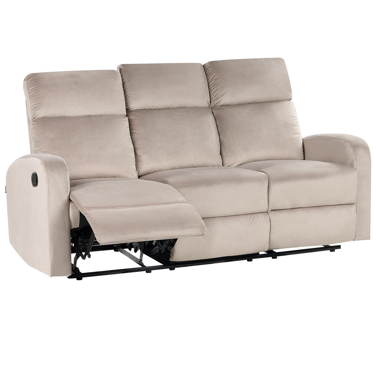 3-SITZER-SOFA Samtstoff taupe manuell verstellbar Verdal - Beige, Textil (180/102/73cm) - Beliani