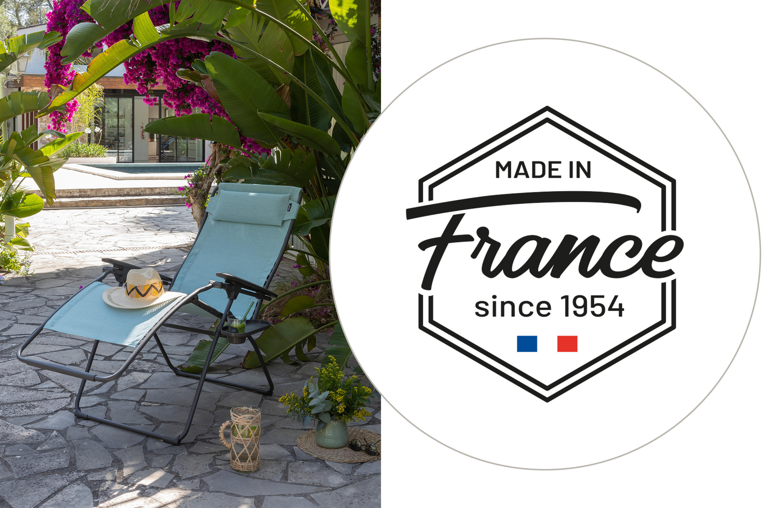 LAFUMA Mobilier - Entdecken sie Möbel für Draußen, made in France, Garten-Relaxsessel, Gartenliege in Hellblau