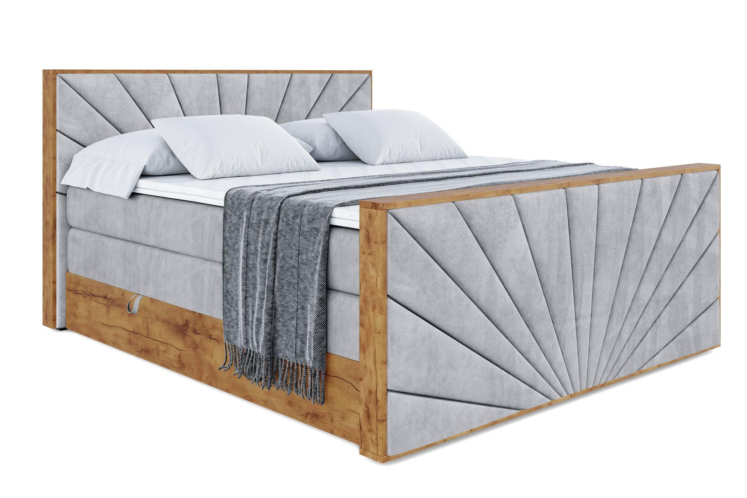 BOXSPRINGBETT mit Matratze H3|H4 und Lattenrost - LOLLI6-Z KING-120x200 - Grau Monolith - Grau, Holzwerkstoff (120/200cm) - ALTDECOR