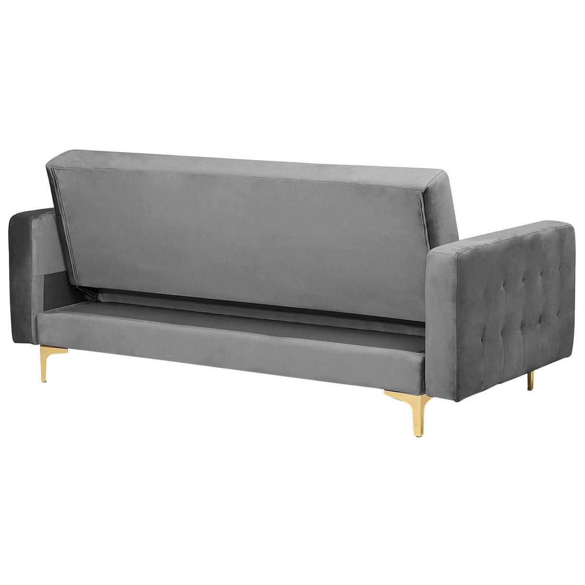 3-SITZER-SCHLAFSOFA Samtstoff Grau Aberdeen - Grau, Textil (186/83/88cm) - Beliani