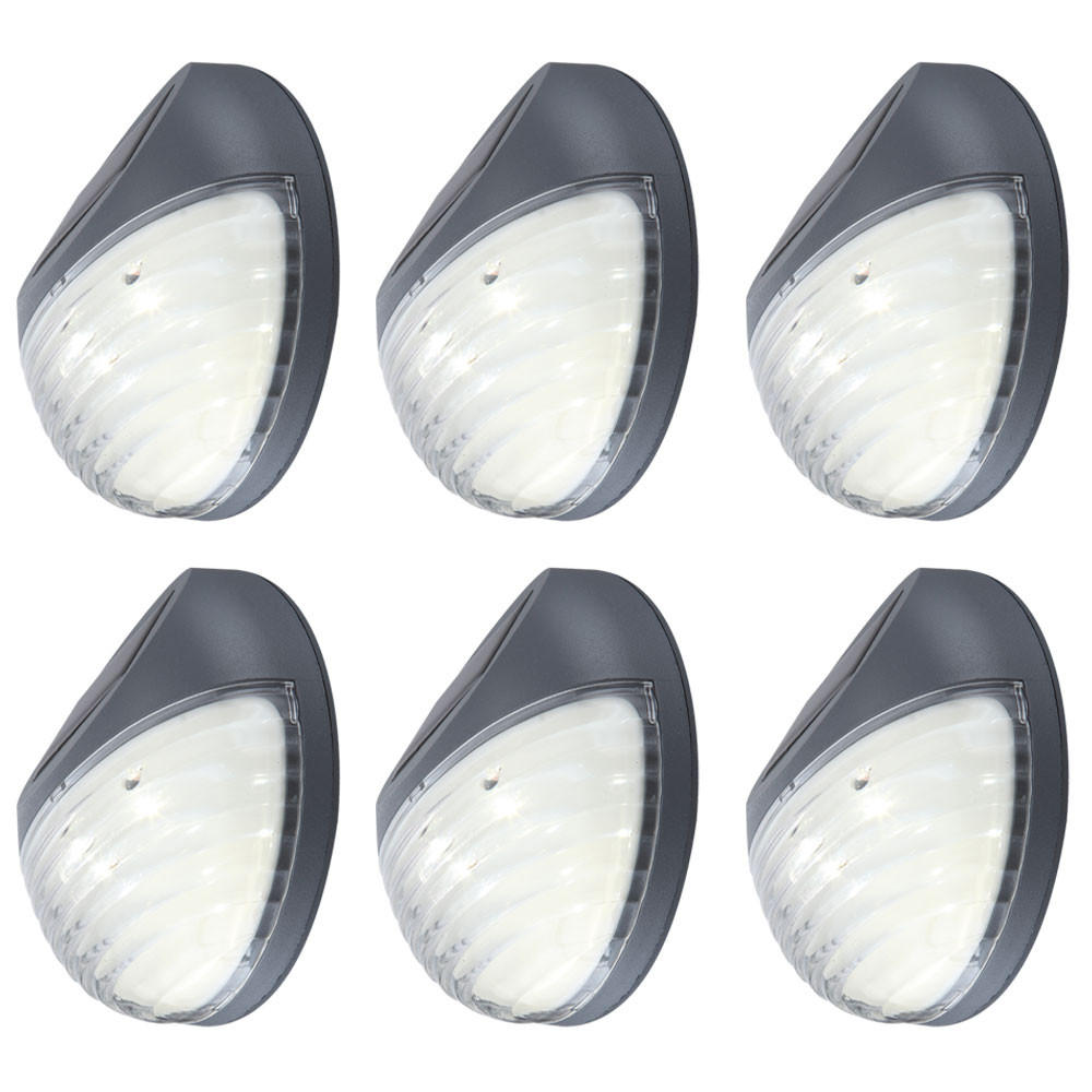 LED AUSSENLEUCHTE Kunststoff Grau 6er Set - Grau, Kunststoff (4/4/4cm) - Globo Lighting