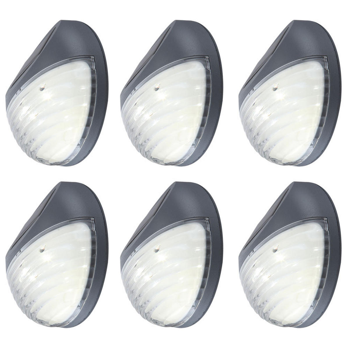 LED AUSSENLEUCHTE Kunststoff Grau 6er Set - Grau, Kunststoff (4/4/4cm) - Globo Lighting