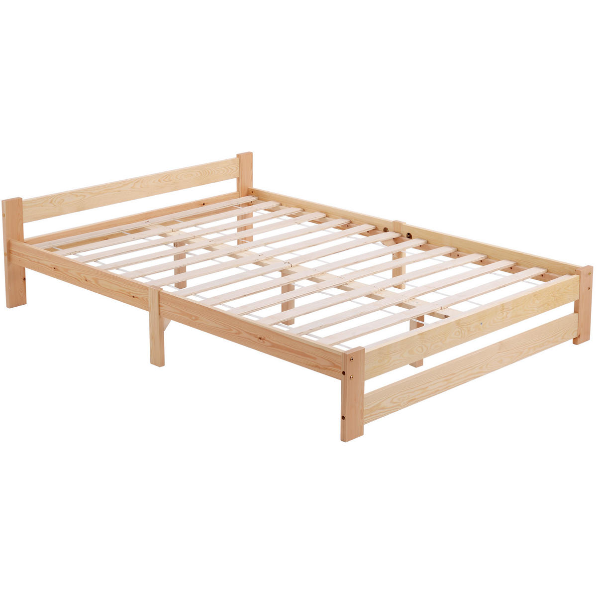 KREVET 200/140 cm s uzglavljem i letvicama, čvrsta konstrukcija od masivnog drva, Prirodna - prirodne boje, drvni materijal (140/200cm) - Redom