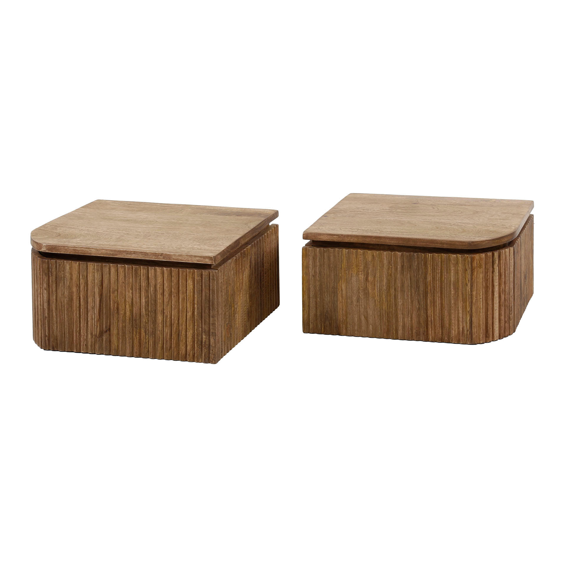 NACHTTISCH Wave Braun 35/40/20 cm 2er-Set - Braun, Holz (40/20/35cm) - Hoyz Collection