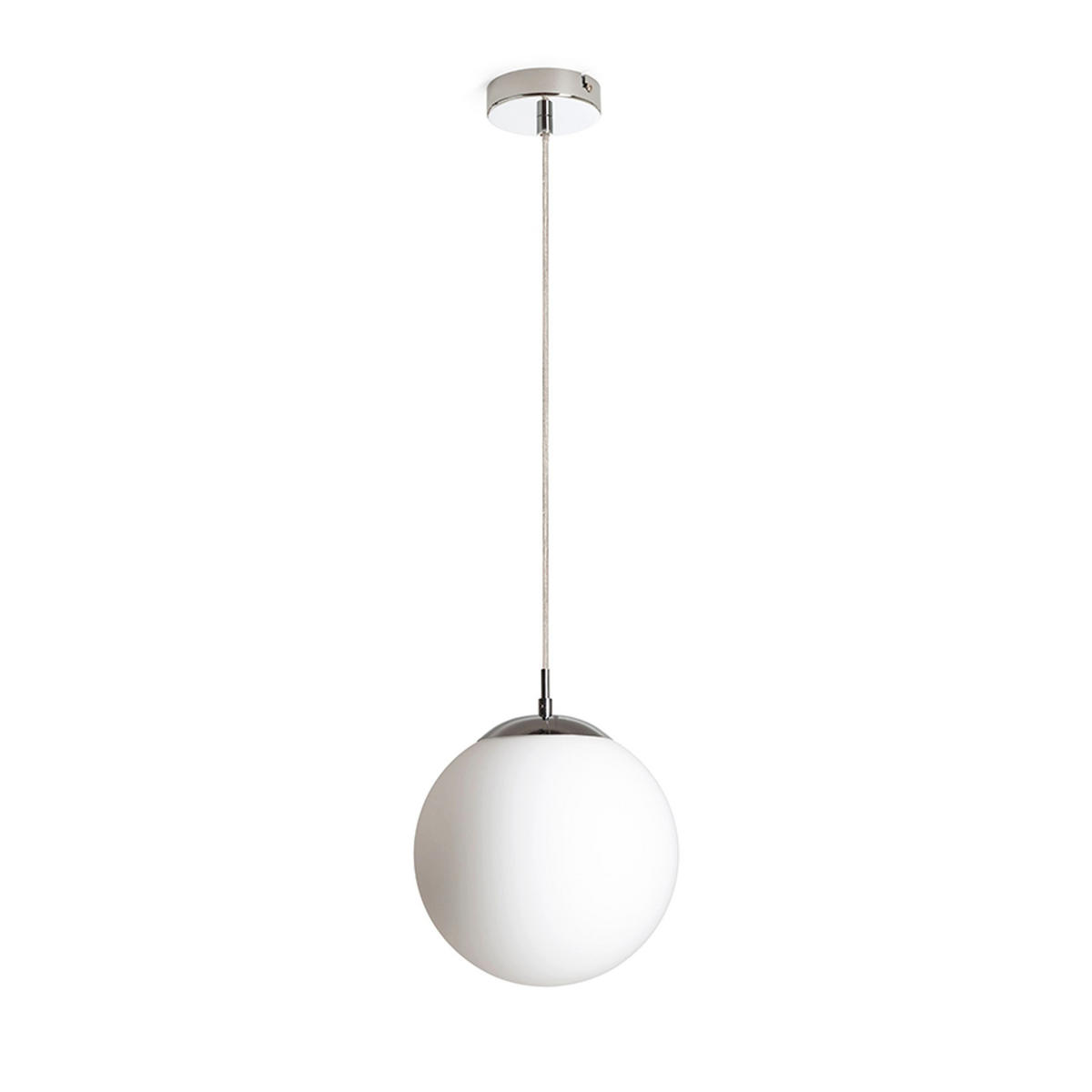 PENDELLEUCHTE LUNA 25 Opalglas 15 W - Chromfarben, Metall (30/30/120cm) - Rendl