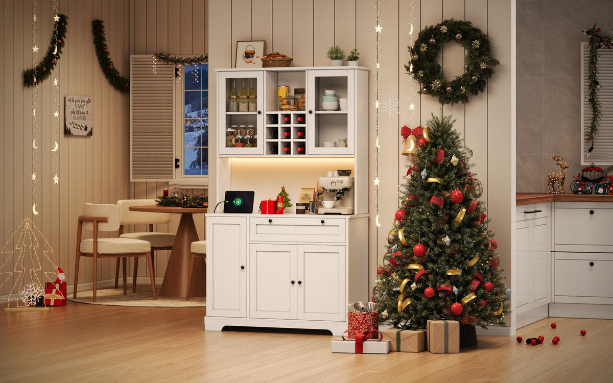 BUFFET 105/180/40 cm Weiß aus MDF mit LED-Beleuchtung - Weiß, Holzwerkstoff (40/180/105cm) - OKMYHOME