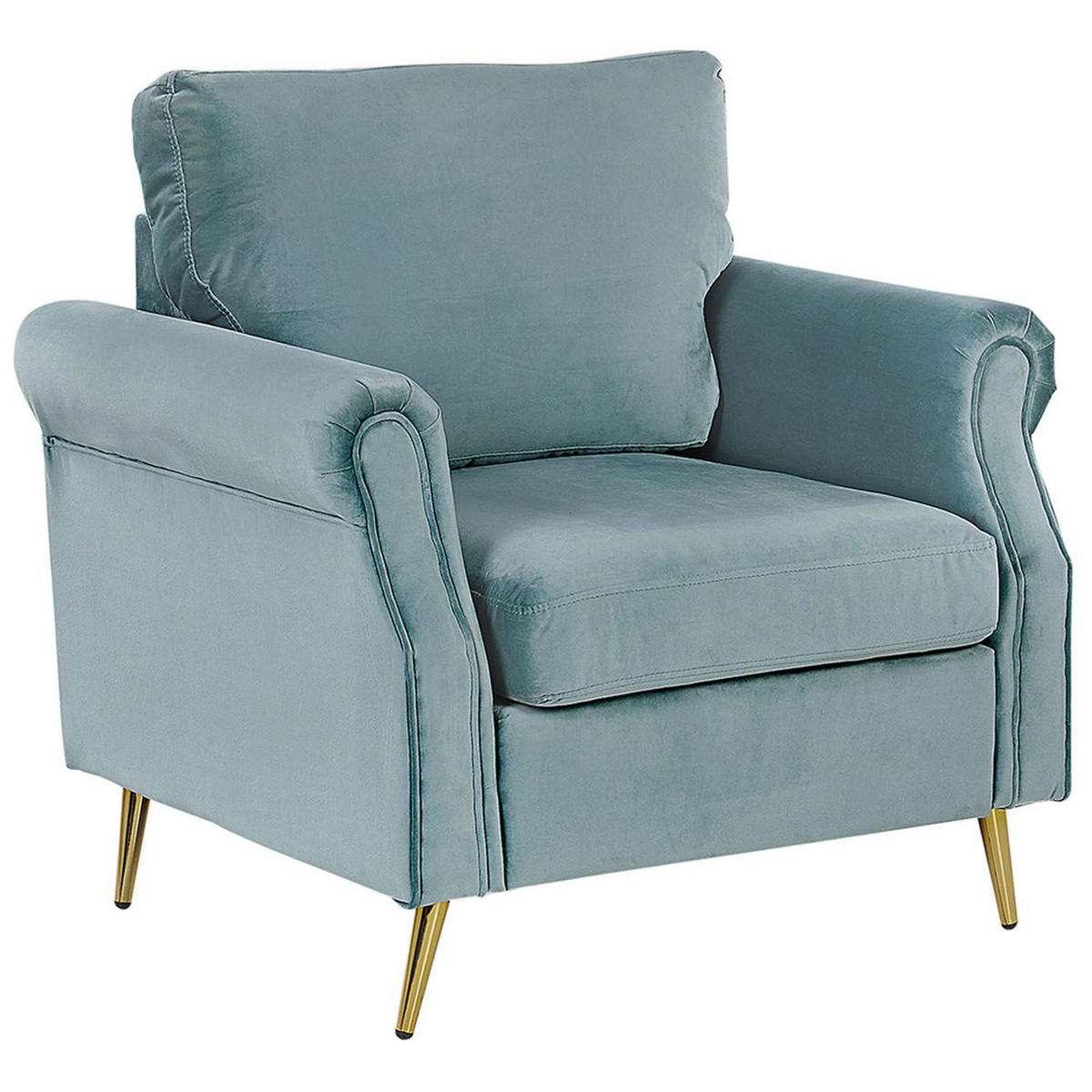 SESSEL Samtstoff Grün Vietas - Grün, Textil/Metall (85/90/67cm) - Beliani