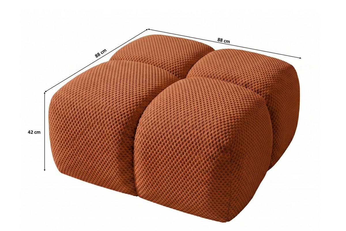 HOCKER, Pouf, Strukturierter Premiumstoff Sonic, Kupfer, Averro - Orange, Holz (88/42/88cm) - Kaiser Möbel