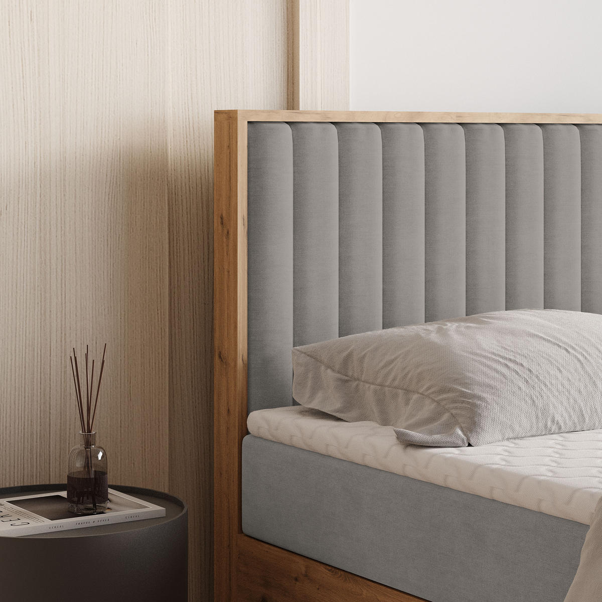 BOXBETT VARELI 180x200 cm mit Matratze und Topper - Schwarz - Schwarz, Holz (180/200cm) - MASSENO