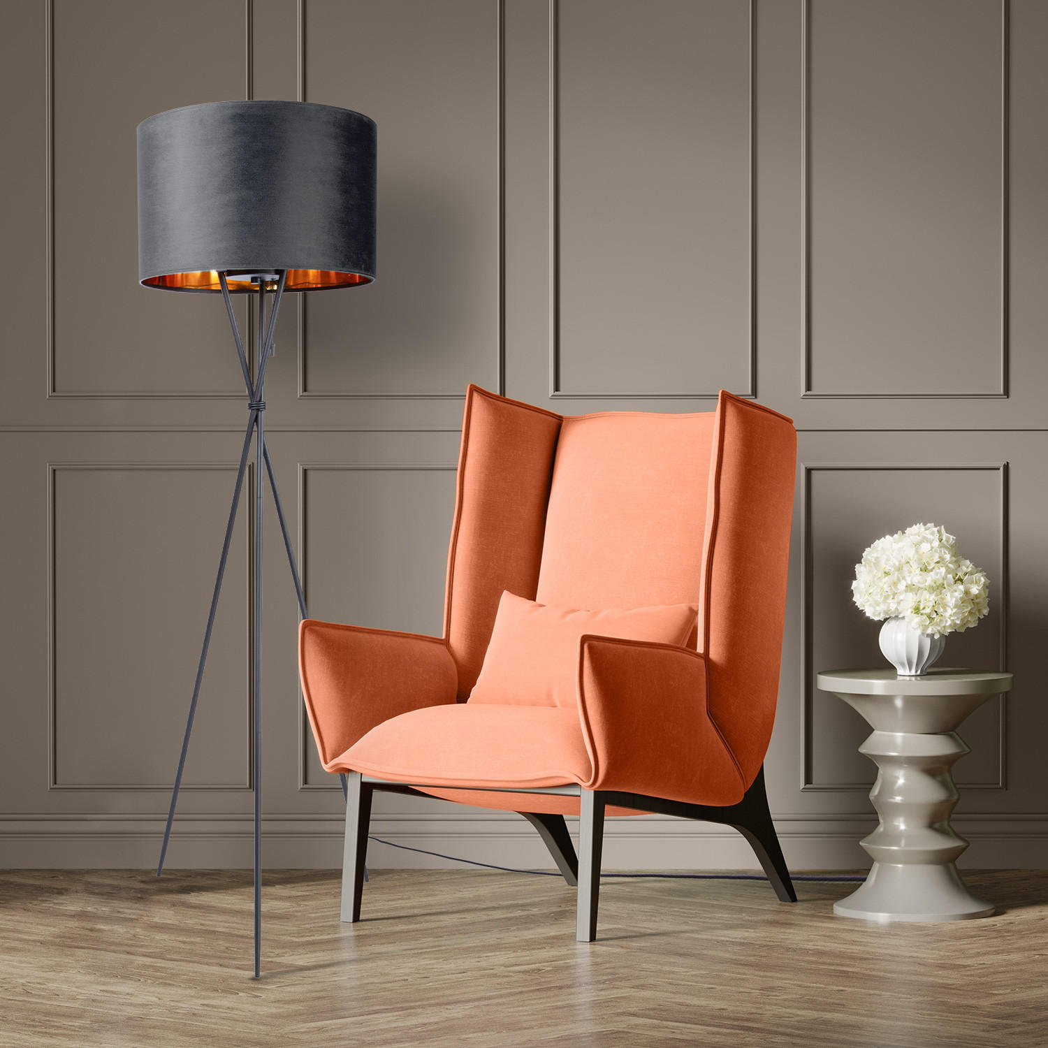STEHLEUCHTE Kate Fl - Grau, Metall (48/48/177.5cm) - Paco Home